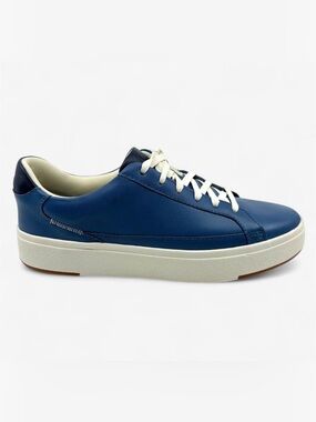 KIZIK Vegan Coronet Men's Casual Leather Lace-Up Sneakers in Navy and White 7